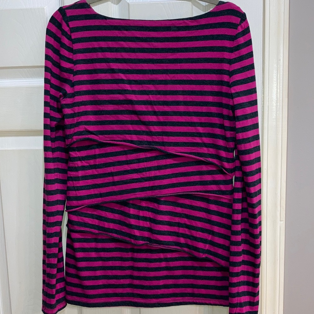 Calvin Klein Performance quick dry hot pink/black striped long sleep top Size L